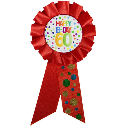 Feestbazaar Rozet 60 Jaar Happy Birthday Stippen