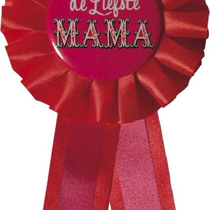 Feestbazaar Rozet rood ''De liefste mama''