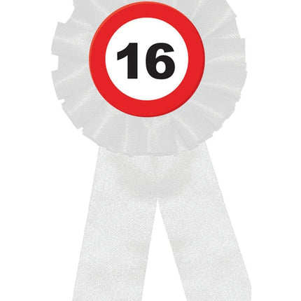 Feestbazaar Rozet Verkeersbord 16 Jaar