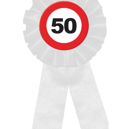 Feestbazaar Rozet Verkeersbord 50 Jaar