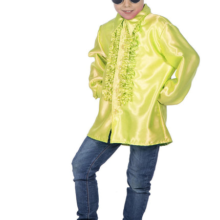 Feestbazaar Ruches blouse neon geel kind