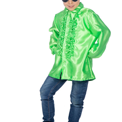 Feestbazaar Ruches blouse neon groen kind