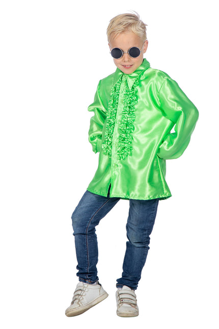 Feestbazaar Ruches blouse neon groen kind