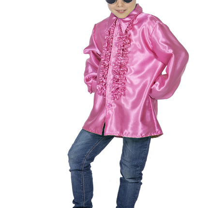 Feestbazaar Ruches blouse satijn cyclaam kind