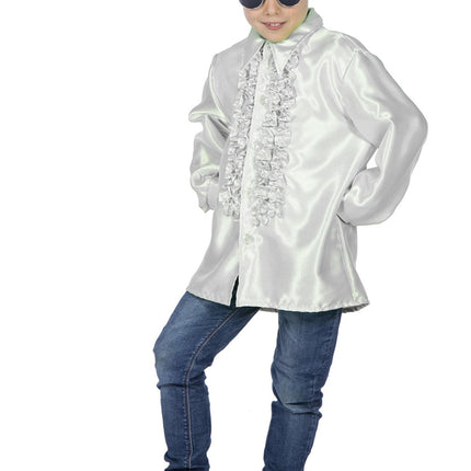 Feestbazaar Ruches blouse satijn wit kind