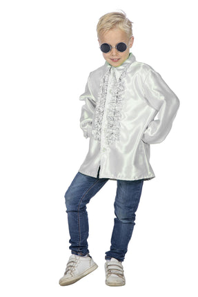 Feestbazaar Ruches blouse satijn wit kind