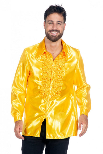 Feestbazaar Ruchesblouse satijn geel