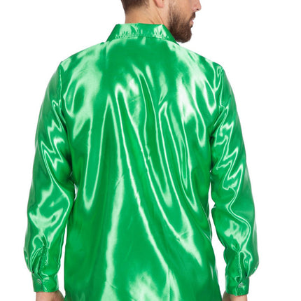 Feestbazaar Ruchesblouse satijn groen Kevin