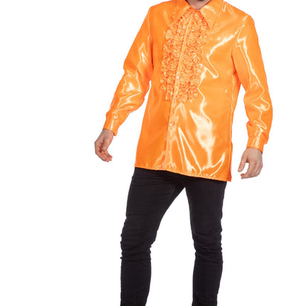 Feestbazaar Ruchesblouse satijn oranje Kevin