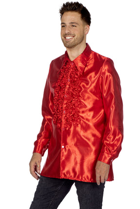 Feestbazaar Ruchesblouse satijn rood Kevin