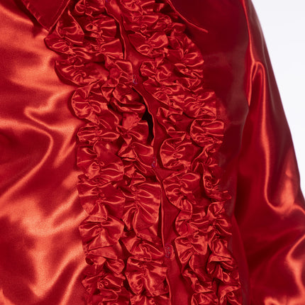 Feestbazaar Ruchesblouse satijn rood Kevin