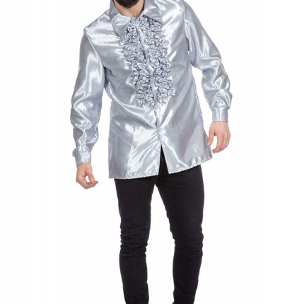 Feestbazaar Ruchesblouse satijn zilver