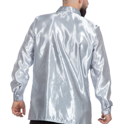 Feestbazaar Ruchesblouse satijn zilver
