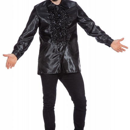 Feestbazaar Ruchesblouse satijn zwart Kevin