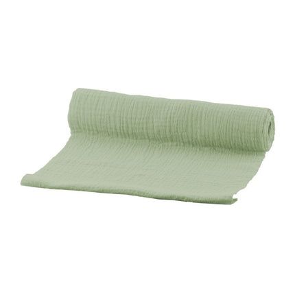 Feestbazaar Saliegroene Wafelkatoenen Tafelloper (3m)