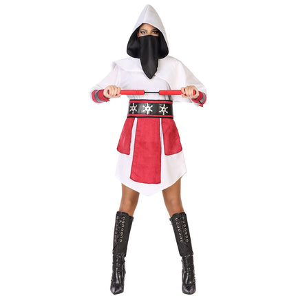 Feestbazaar Samurai Ninja Outfit Dames Wit/Rood