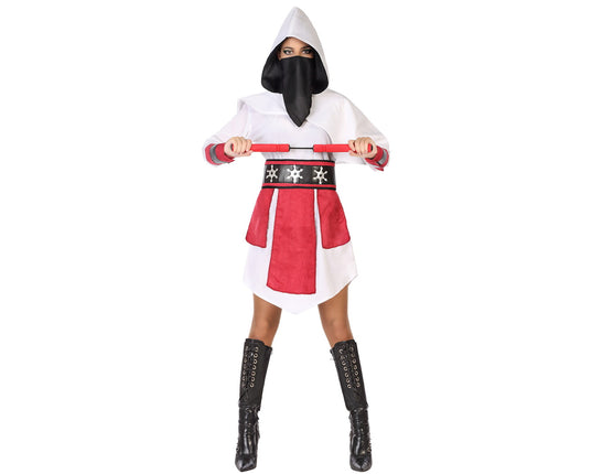Feestbazaar Samurai Ninja Outfit Dames Wit/Rood