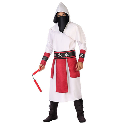 Feestbazaar Samurai Ninja Outfit Heren Wit/Rood