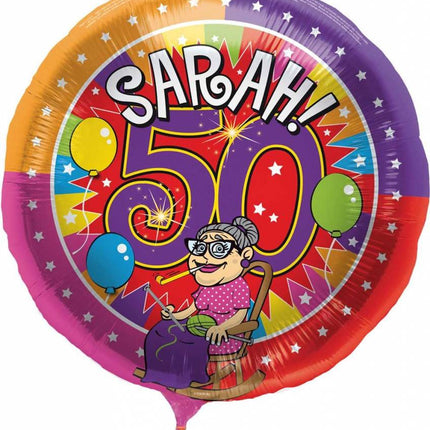Feestbazaar Sarah 50 jaar Knalfeest folieballon - 43cm