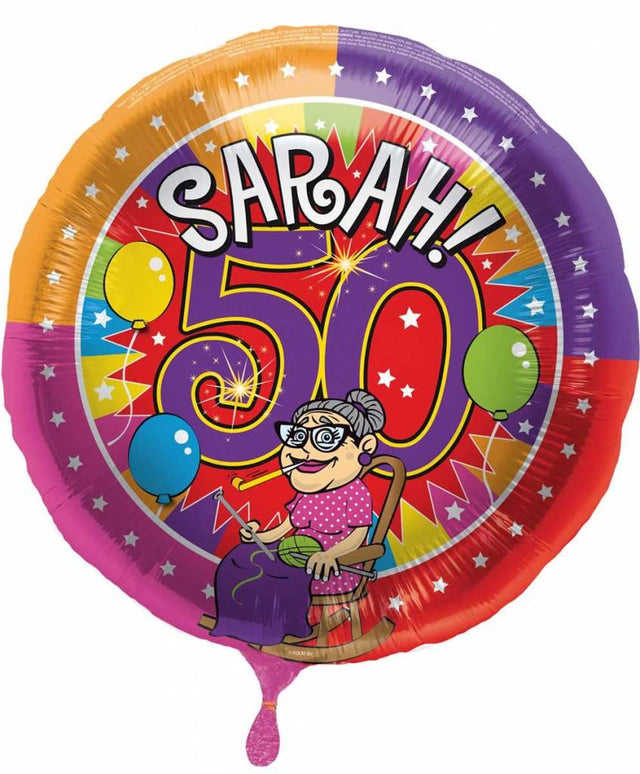 Feestbazaar Sarah 50 jaar Knalfeest folieballon - 43cm