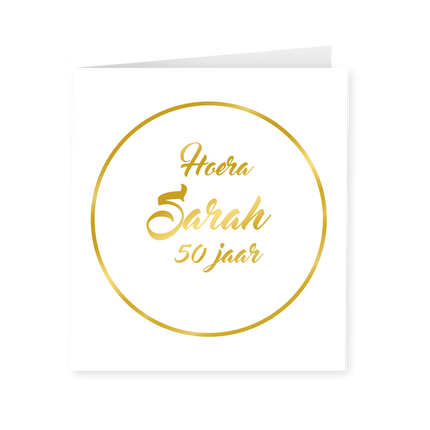 Feestbazaar Sarah Verjaardagskaart Goud/Wit