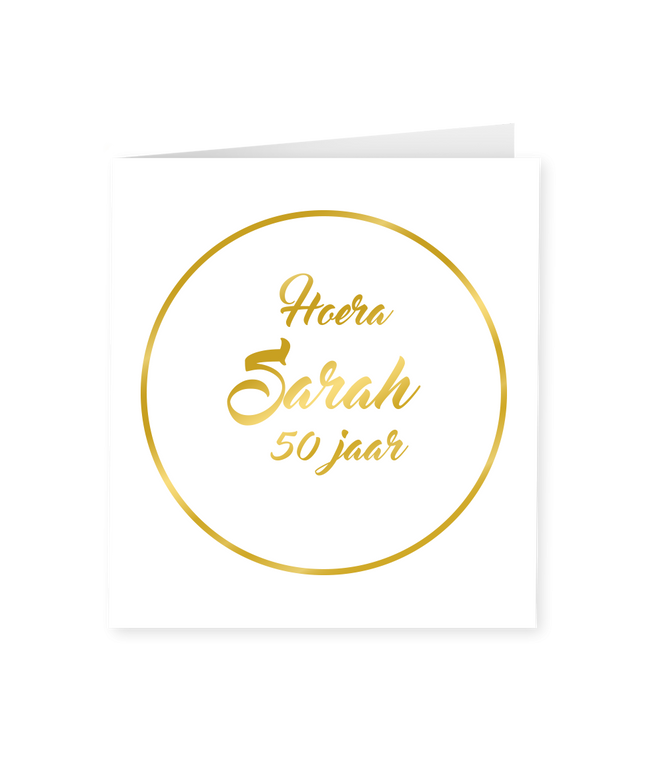 Feestbazaar Sarah Verjaardagskaart Goud/Wit