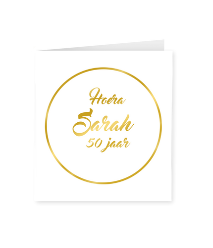 Feestbazaar Sarah Verjaardagskaart Goud/Wit