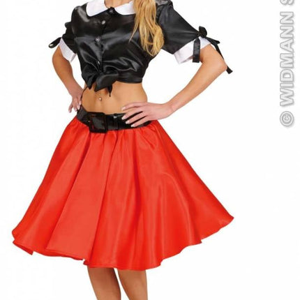 Feestbazaar Satijnen rokje met petticoat rood