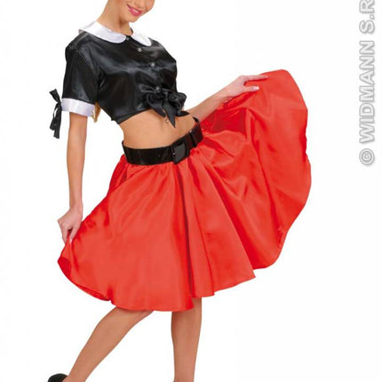 Feestbazaar Satijnen rokje met petticoat rood