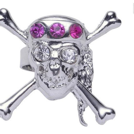 Feestbazaar Schedelring Piraat strass
