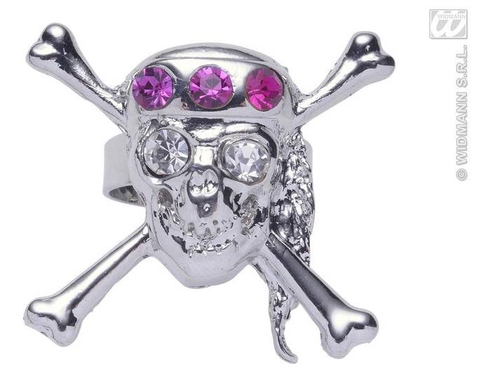 Feestbazaar Schedelring Piraat strass