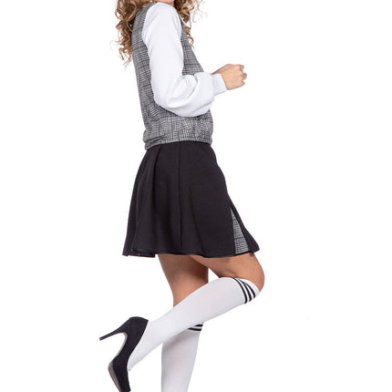 Feestbazaar Schoolmeisje Outfit Grijs Zwart Dames