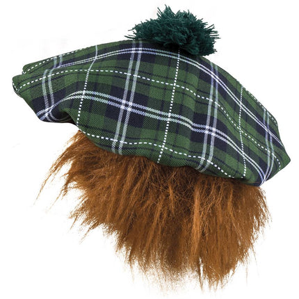 Feestbazaar schotse baret groen man met haar