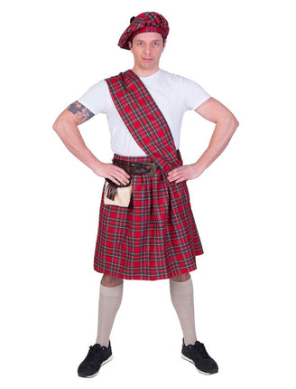 Feestbazaar Schotse Highlander pak man rood