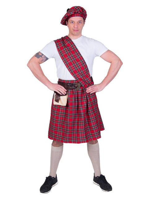 Feestbazaar Schotse Highlander pak man rood