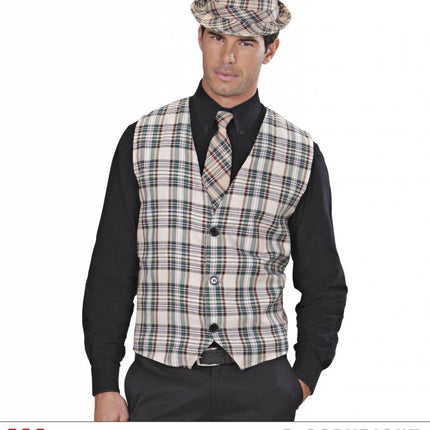 Feestbazaar Schotse tartan gilet beige