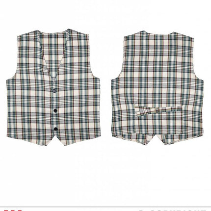 Feestbazaar Schotse tartan gilet beige