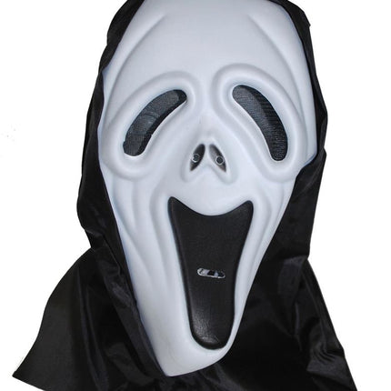 Feestbazaar Scream Masker met zwarte hoofdkap Casey