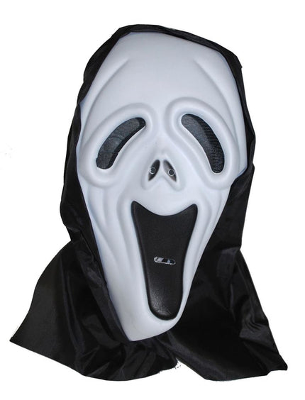 Feestbazaar Scream Masker met zwarte hoofdkap Casey