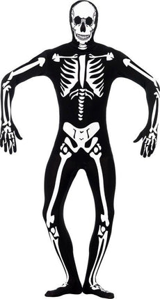 Feestbazaar Second skin pak skelet glow in dark