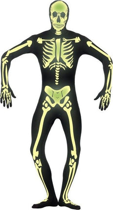 Feestbazaar Second skin pak skelet glow in dark