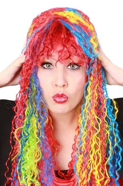 Feestbazaar Serpetine regenboog pruik