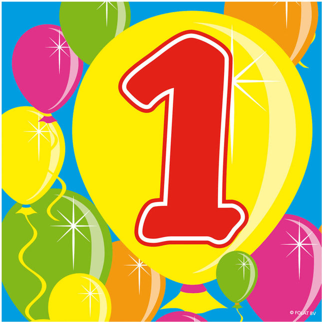 Feestbazaar Servetten 1 Jaar - 20 Stuks