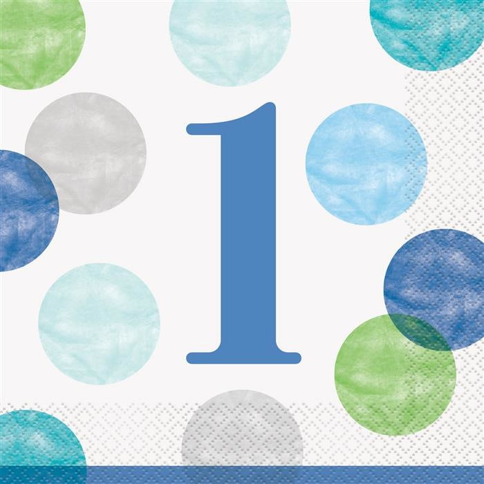 Feestbazaar Servetten 1 Jaar Verjaardag Stippen Blauw