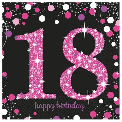 Feestbazaar Servetten 18 jaar Sparkling Pink