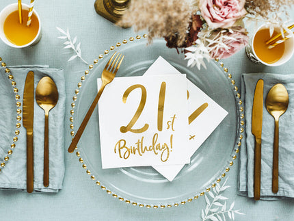 Feestbazaar Servetten 21th Birthday Goud (20st)