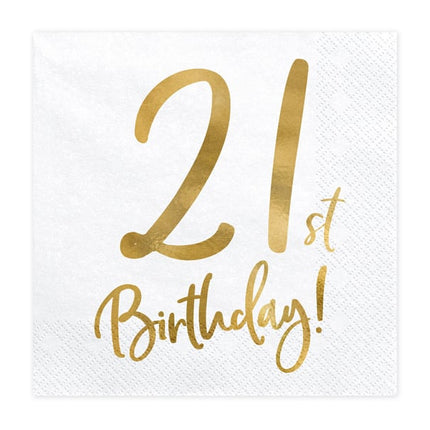 Feestbazaar Servetten 21th Birthday Goud (20st)