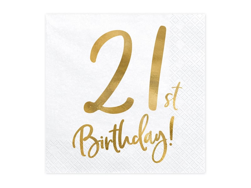 Feestbazaar Servetten 21th Birthday Goud (20st)