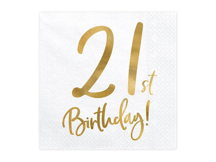 Feestbazaar Servetten 21th Birthday Goud (20st)
