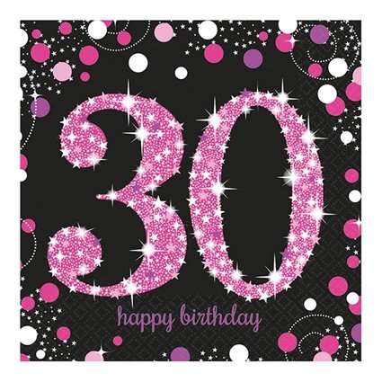 Feestbazaar Servetten 30 jaar Sparkling Pink